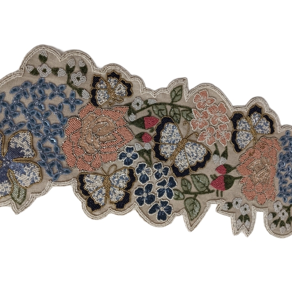 Nicole Miller Table Runner Beaded Butterfly Flora